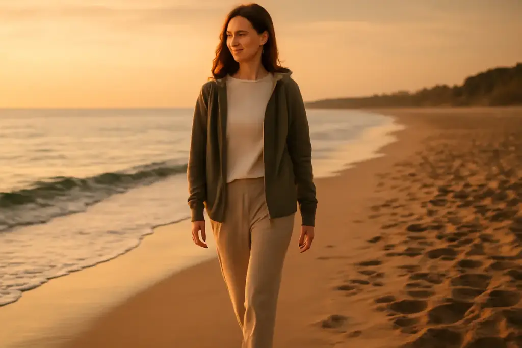 Cosa indossare per una passeggiata in riva al mare al tramonto? Scegli gli abbinamenti ideali per il comfort